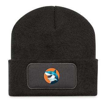 Hai Niedlich Kawaii Cartoon Clipart Tier Haustier Logo - Recycelte Patch Beanie - Dunkelgrau - Vorne