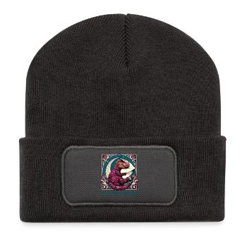 T-Rex Sleeping Hobby Cadeau - Beanie recyclé à patch - charbon - Devant