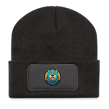 Bär Bunt Kawaii Cartoon Charakter Clipart Haustier - Recycelte Patch Beanie - Dunkelgrau - Vorne