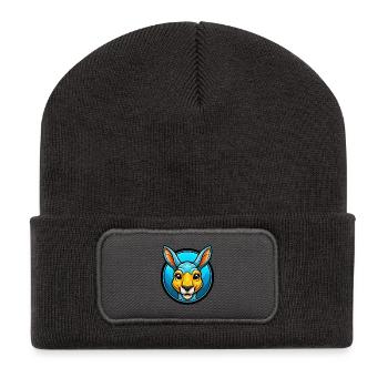 Kangaroo Colorful Kawaii Cartoon Character Clipart - Recycled Patch Beanie - dark grey - Front