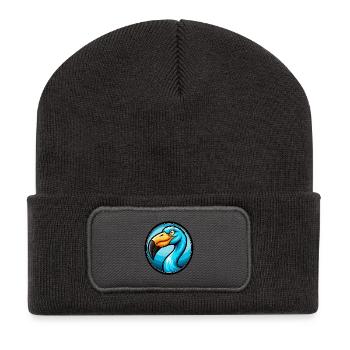 Flamingo Colorful Kawaii Cartoon Character Clipart - Recycled Patch Beanie - dark grey - Front