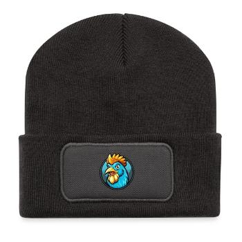 Poule coloré Kawaii dessin animé personnage Clipart Animal de compagnie - Beanie recyclé à patch - charbon - Devant