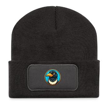 Magpie Colorful Kawaii Cartoon Character Clipart - Recycled Patch Beanie - dark grey - Front