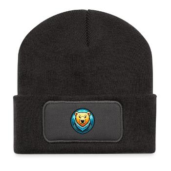 Polar Bear Colorful Kawaii Cartoon Character Pet - Recycled Patch Beanie - dark grey - Front