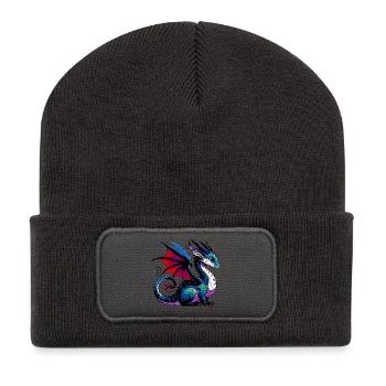 Drache - Recycelte Patch Beanie - Dunkelgrau - Vorne