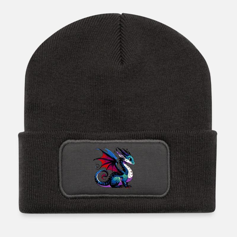 Drache - Recycelte Patch Beanie - Dunkelgrau
