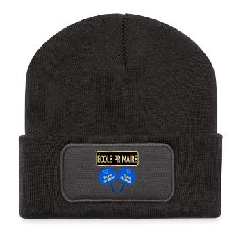 École Primaire - Tennis de Table - Beanie recyclé à patch - charbon - Devant