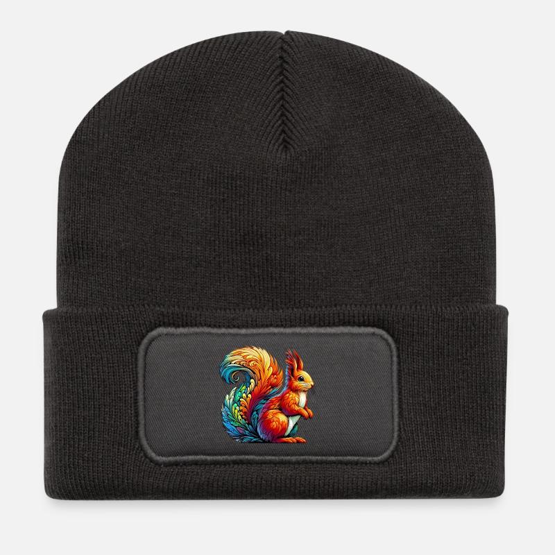 Écureuil - Beanie recyclé à patch - charbon