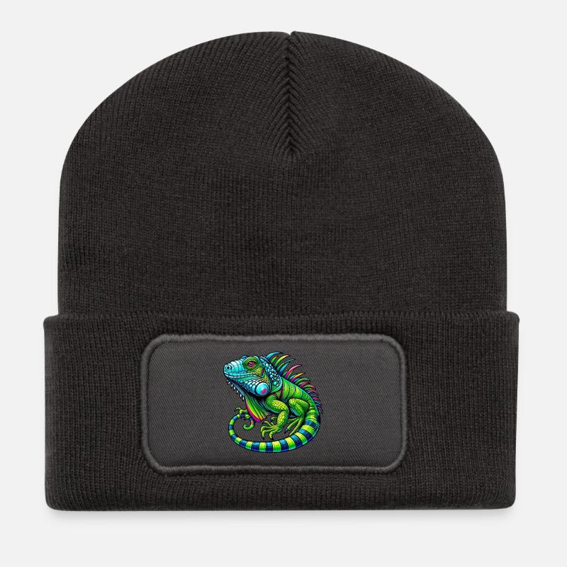 Leguan - Recycelte Patch Beanie - Dunkelgrau