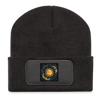 Solar Moon Cycle Cosmic Art - Recycled Patch Beanie - dark grey - Front