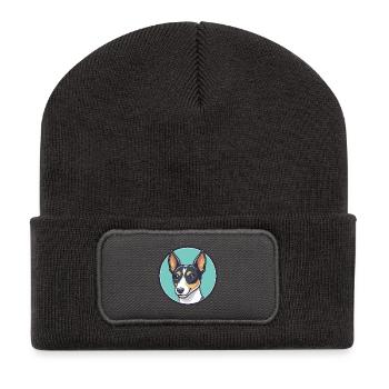 Miniature Fox Terrier Dog Breed Cartoon Kawaii Pet - Recycled Patch Beanie - dark grey - Front