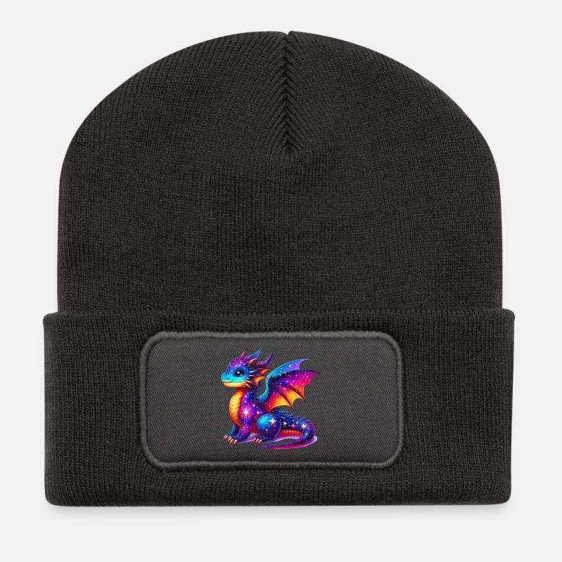 Drache - Recycelte Patch Beanie - Dunkelgrau