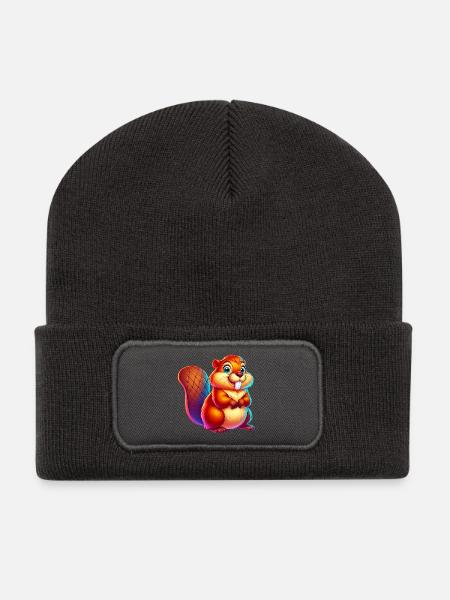 Bieber - Recycelte Patch Beanie - Dunkelgrau