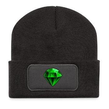 Précieuse pierre précieuse émeraude verte - Beanie recyclé à patch - charbon - Devant
