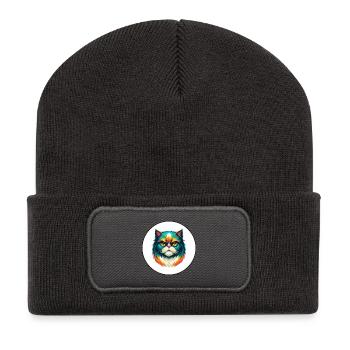 Persische Katze Rasse Cartoon Kawaii Tier Haustier - Recycelte Patch Beanie - Dunkelgrau - Vorne