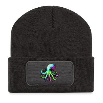 Krake - Recycelte Patch Beanie - Dunkelgrau - Vorne