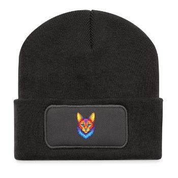 Somali-Katze züchten Cartoon Kawaii Tier Haustier - Recycelte Patch Beanie - Dunkelgrau - Vorne