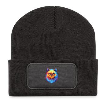 Colorpoint Persische Katze Rasse Karikatur Kawaii Tier - Recycelte Patch Beanie - Dunkelgrau - Vorne