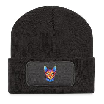 Egyptian Mau Cat Breed Cartoon Kawaii Animal Pet - Recycled Patch Beanie - dark grey - Front
