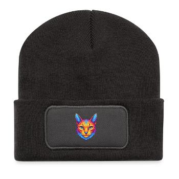 Kalifornische Spangled Katzenrasse Karikatur Kawaii Anima - Recycelte Patch Beanie - Dunkelgrau - Vorne