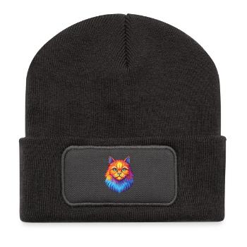 British Longhair Cat Breed Cartoon Kawaii Animal P - Recycled Patch Beanie - dark grey - Front