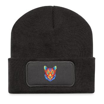 Bengalkatze Rasse Karikatur Kawaii Tier Haustier - Recycelte Patch Beanie - Dunkelgrau - Vorne
