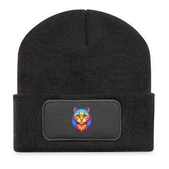 American Curl Cat Breed Cartoon Kawaii Animal Pet - Recycled Patch Beanie - dark grey - Front