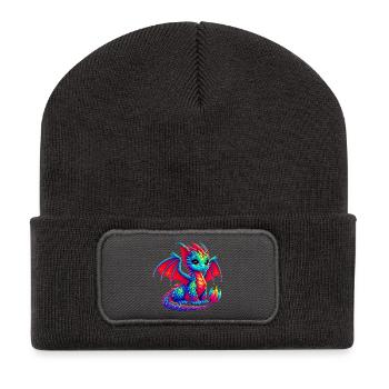 Drache - Recycelte Patch Beanie - Dunkelgrau - Vorne