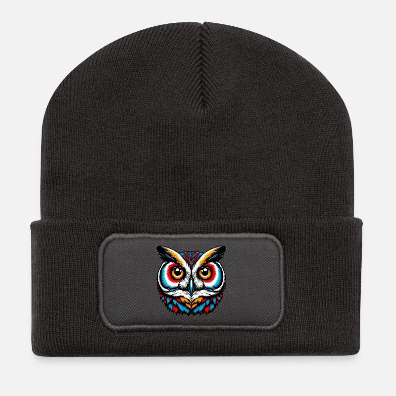 Eule - Recycelte Patch Beanie - Dunkelgrau