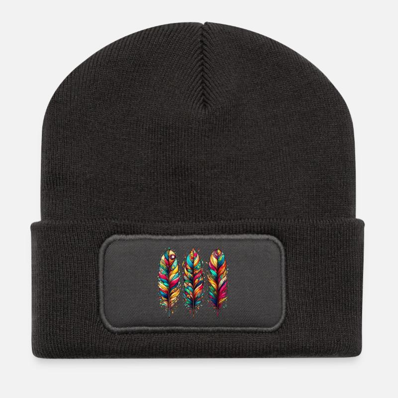 Plume - Beanie recyclé à patch - charbon