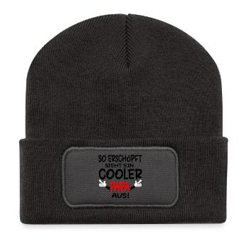 PAPA SPRÜCHE ERSCHÖPFUNG - Recycelte Patch Beanie - Dunkelgrau - Vorne