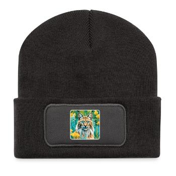 Mystical lynx in nature - Recycled Patch Beanie - dark grey - Front