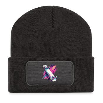 Skateboard Skater Skateboarden 90s 80s Retro - Recycelte Patch Beanie - Dunkelgrau - Vorne