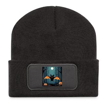 Halloween Bat - Recycelte Patch Beanie - Dunkelgrau - Vorne