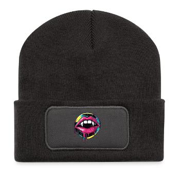 Vampire Lips Halloween 90s Vaporwave - Recycled Patch Beanie - dark grey - Front