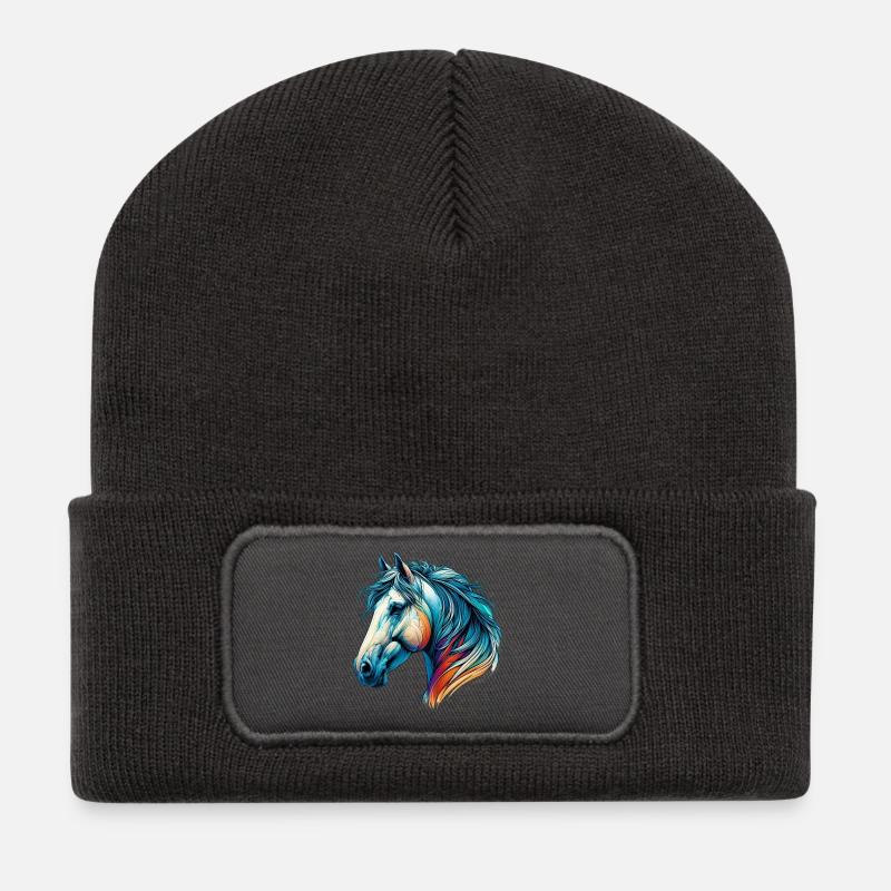 Cheval - Beanie recyclé à patch - charbon