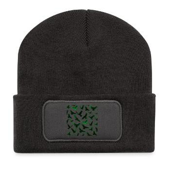 Goth muster, Kolkraben, animal prints - Recycelte Patch Beanie - Dunkelgrau - Vorne