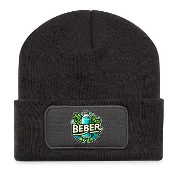 Wasser trinken - Recycelte Patch Beanie - Dunkelgrau - Vorne