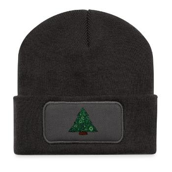 Sapin de Noël Mandala - Beanie recyclé à patch - charbon - Devant