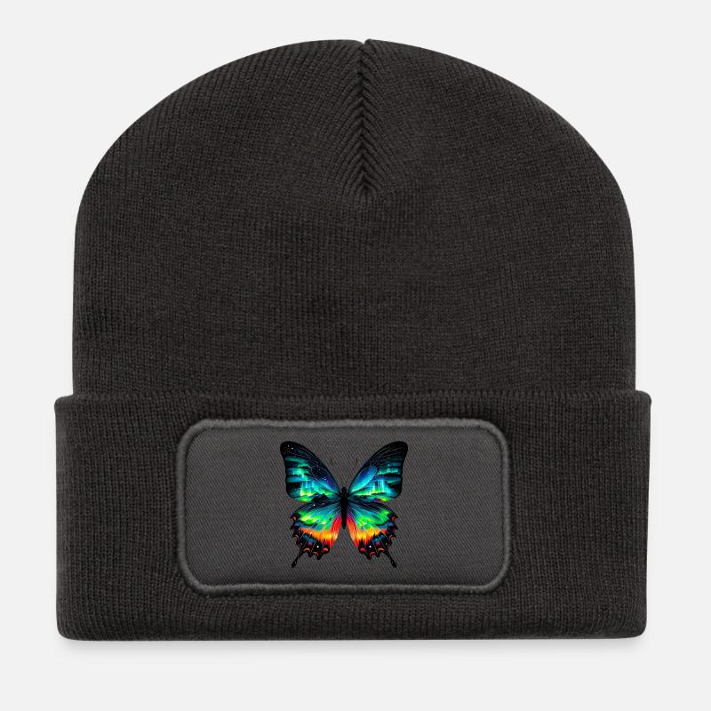 Schmetterling - Recycelte Patch Beanie - Dunkelgrau