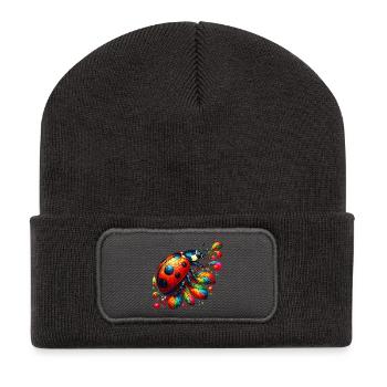 Marienkäfer - Recycelte Patch Beanie - Dunkelgrau - Vorne