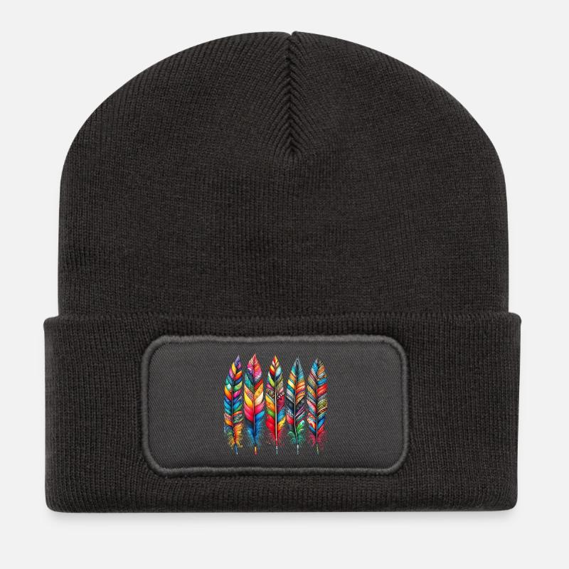 Plume - Beanie recyclé à patch - charbon