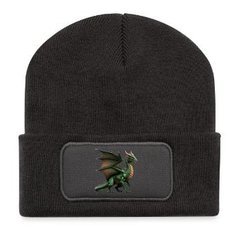 Legendärer grüner Drache - Recycelte Patch Beanie - Dunkelgrau - Vorne