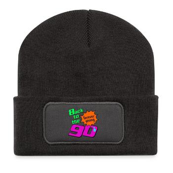Fête des années 90 , Soirée à thème , Retour vers les années 90 ( 25) - Beanie recyclé à patch - charbon - Devant