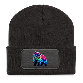 Bär - Recycelte Patch Beanie - Dunkelgrau - Vorne
