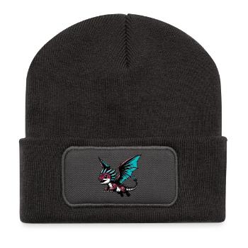 Drache - Recycelte Patch Beanie - Dunkelgrau - Vorne