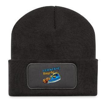 Allez les cookies en fer... - Beanie recyclé à patch - charbon - Devant