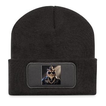 Eulenmünster in leather jacket style - Recycled Patch Beanie - dark grey - Front
