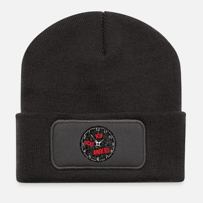 uhr - Recycelte Patch Beanie - Dunkelgrau