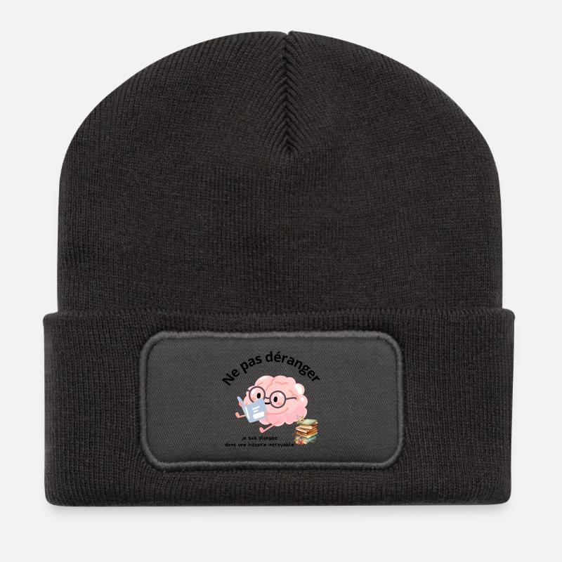 Ne pas déranger lecture - Beanie recyclé à patch - charbon